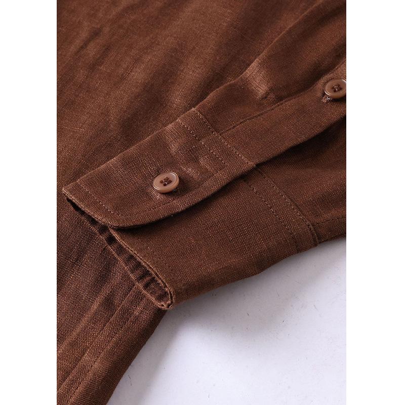 Women's 2025 Fall/Winter Long Sleeve Linen Shirt - Elegant Commuter Layering Top