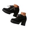 Women's Chunky Heel Platform Ankle Boots Stylish And Casual Lace Up Side Zipper Leather Ankle Boots. Leather Boots Women Heel