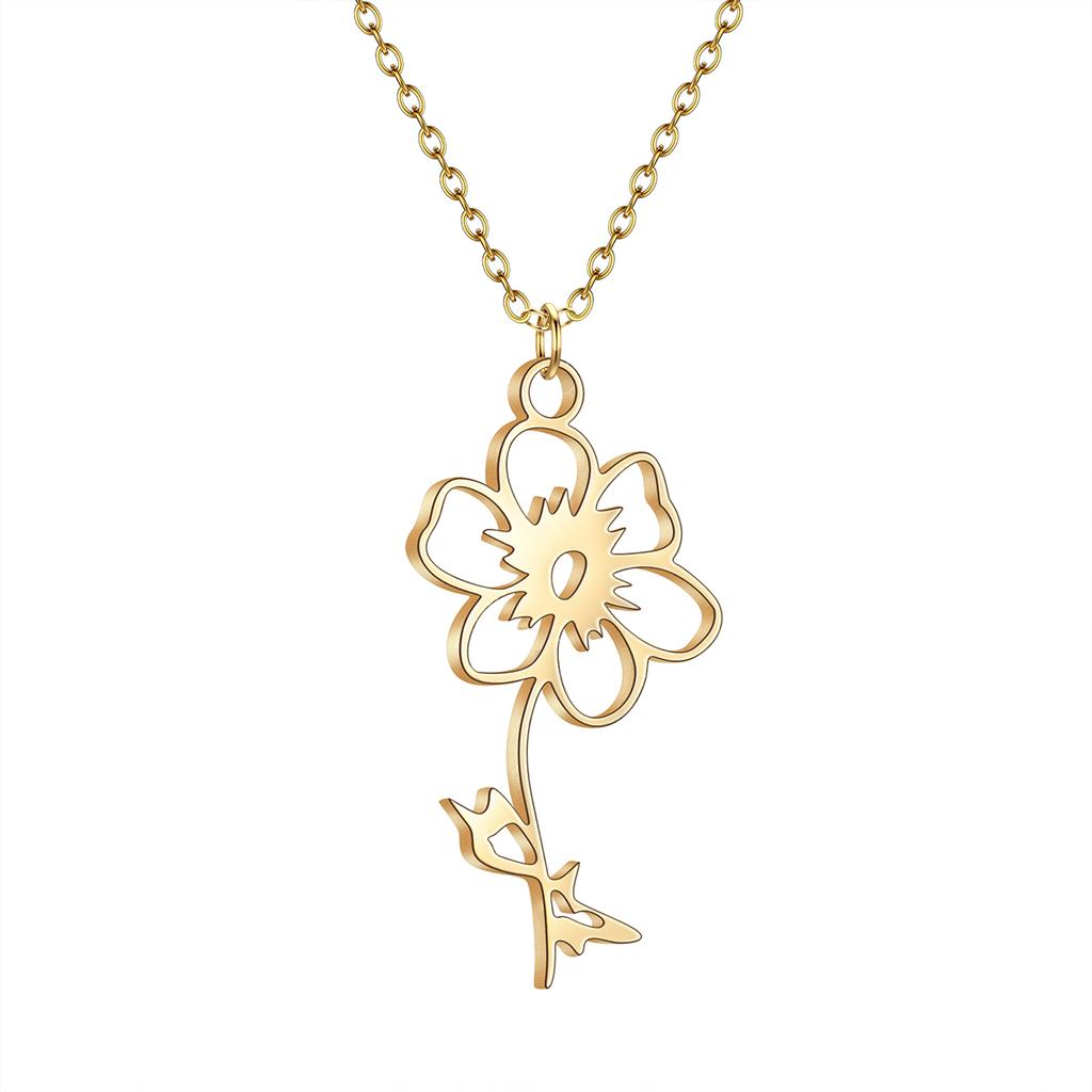 Kinitial Birth Flower Pendants Necklaces For Women Jewelry Ankh Cross Egyptian Leaves Moon Sun Butterfly Chain Choker Collares