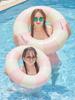 Xiao Lü Thickened Children's Retro Striped Inflatable Swim Ring - Olive and Cherry Blossom Design