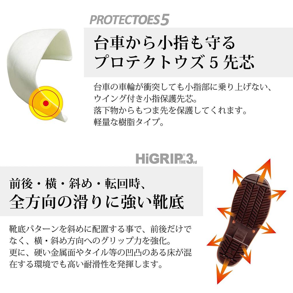 Bottes de sécurité unisexes Midori Anzen PHG1000 Super Black 28,0 cm