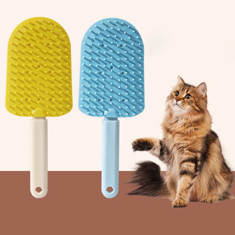 Ice-cream Shaped Double-Sided Cat Grooming Brush Convenient Carrying Light Shedding Dog Massage Comb Pet Grooming Supplies
