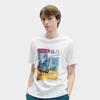 Fila SS24 Retro Minimalist Fashion Color Block Printed Casual Comfortable Knit Crew Neck Short Sleeve T-Shirt Men Tops Standard-White F11M428114FWT