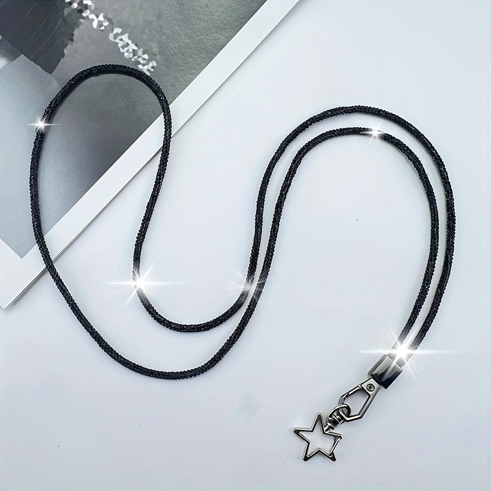 

Мужской и женский универсальный шнурок для телефона с вспышкой, антибриллиантовый шнурок со вспышкой, шнурок для воротника со стразами black