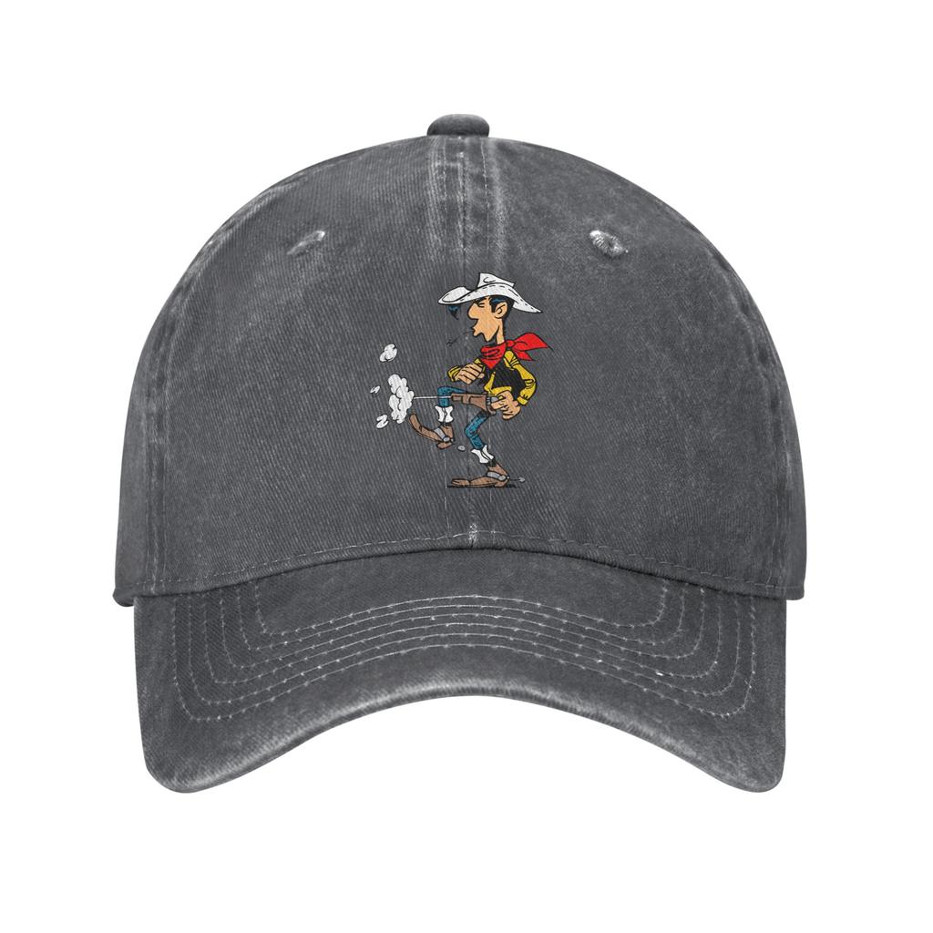 Lucky Luke Unisex Baseballpet Cartoon Verweerd Gewassen Petten Hoed Vintage Buiten Alle Seizoenen Reizen Pasvorm Snapback Pet