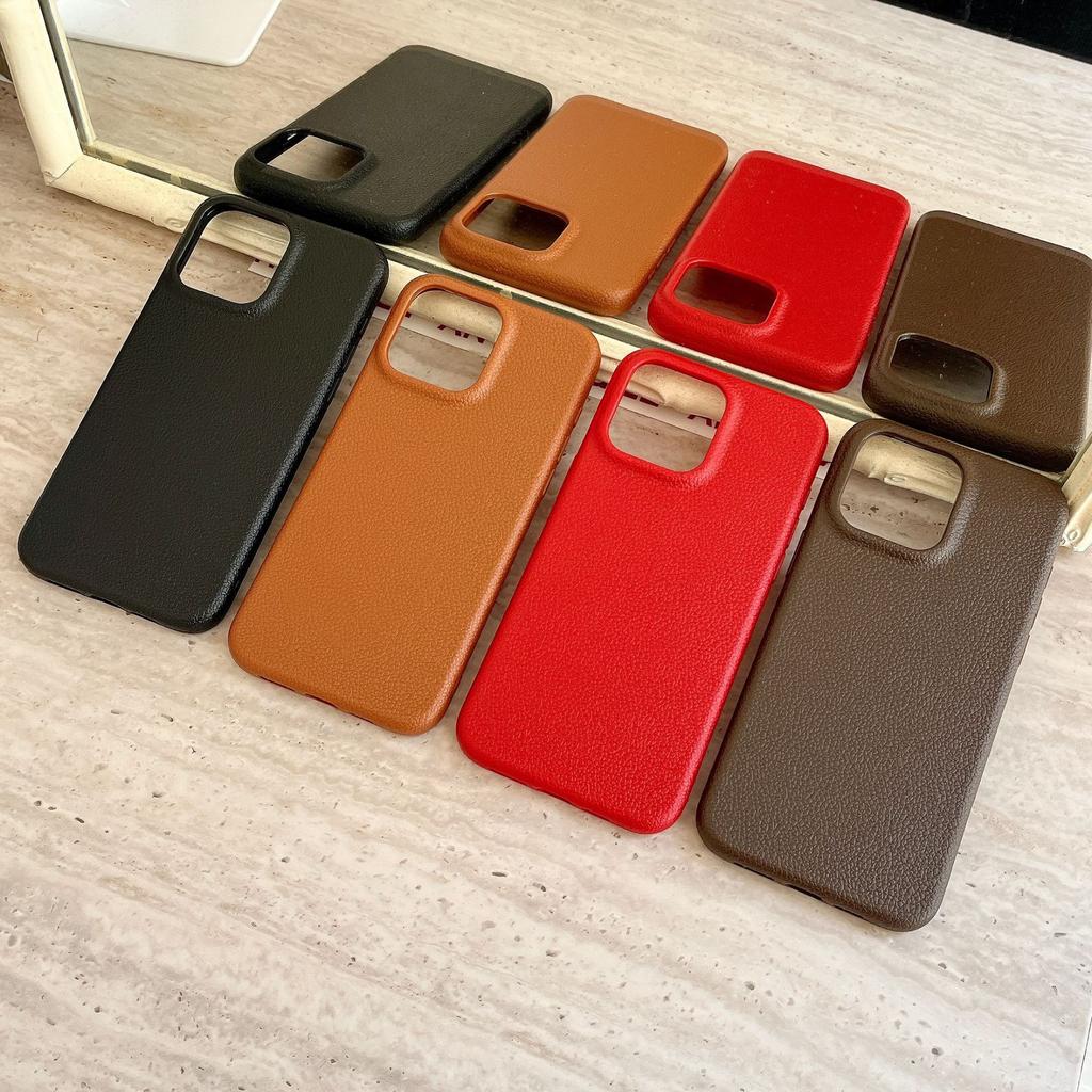 Niche High-end Sense Suitable for IPhone17 Solid Color Leather Pattern Apple 16 Mobile Phone Case 13 12 Soft Shell 11