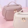 Tragbare Make-up-Tasche Damen Niedliche PU-Leder Kosmetiktaschen Große Kulturtasche für Teenager-Mädchen Geschenke Reise Rosa