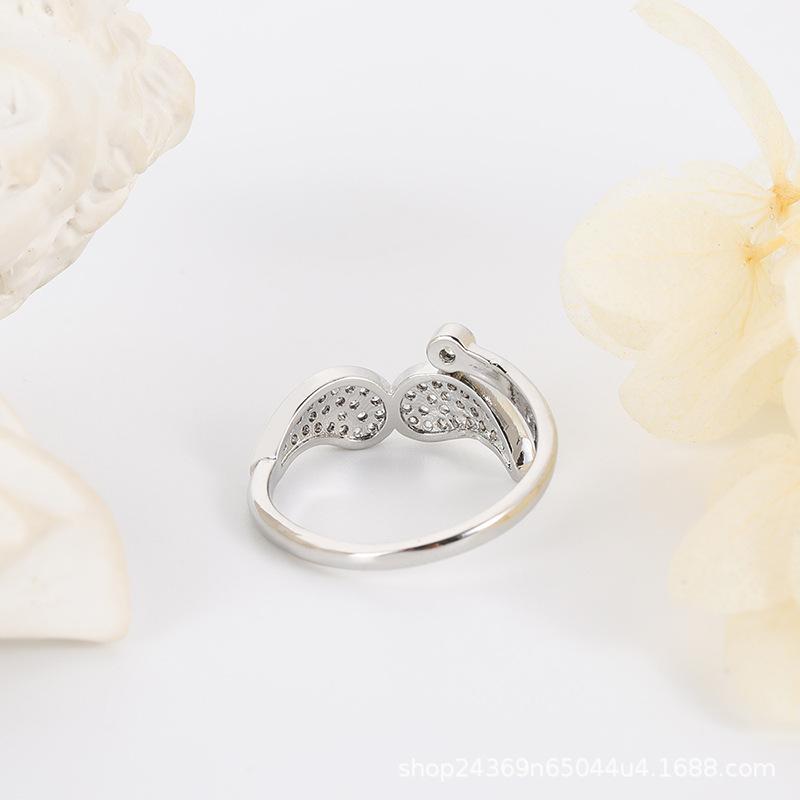 Engelsflügel Ring weibliche koreanische Mode Zirkonium voller Ring Ins Mädchen süße offenen Ring