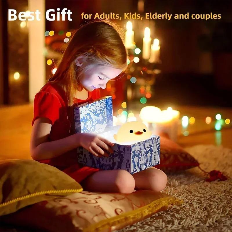 Silicone Duck Night Light - Touch LED Lamp, USB-C Rechargeable, Soft & Cute, Timer 30 Mins, Nightlight for Kids, Bedroom
