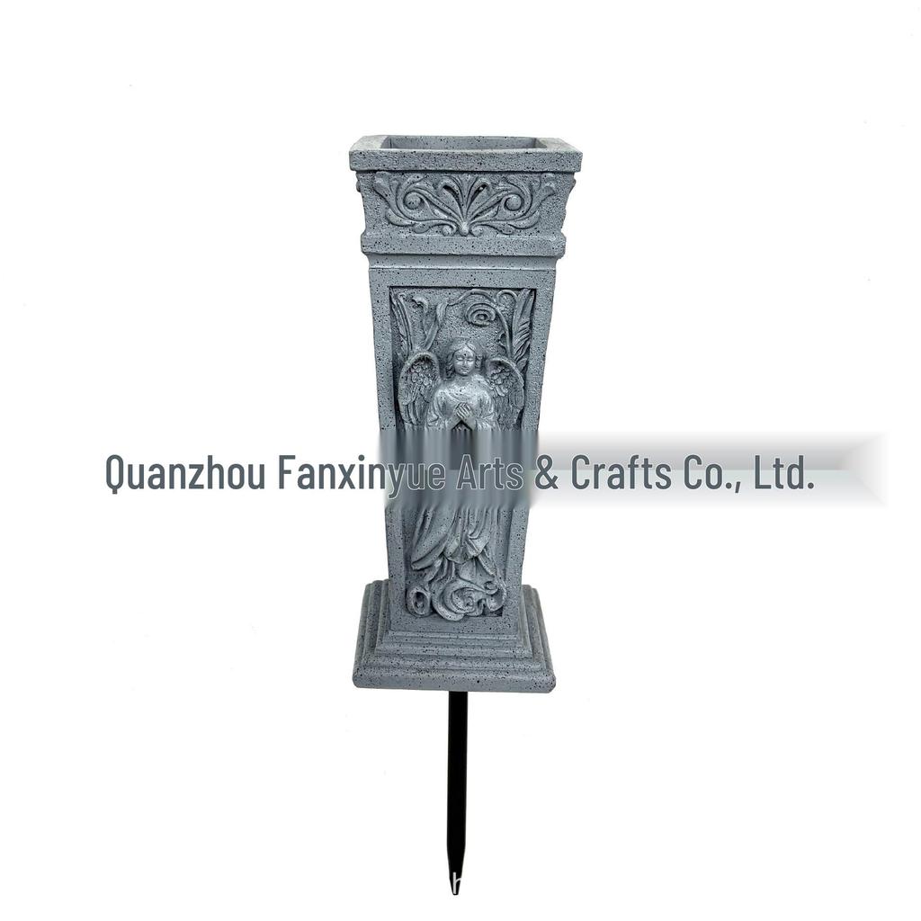 Vază Solară de Cimitir cu Insert de Sol - Grădină Curte Piatră Funerară Memorial Artizanat Rășină