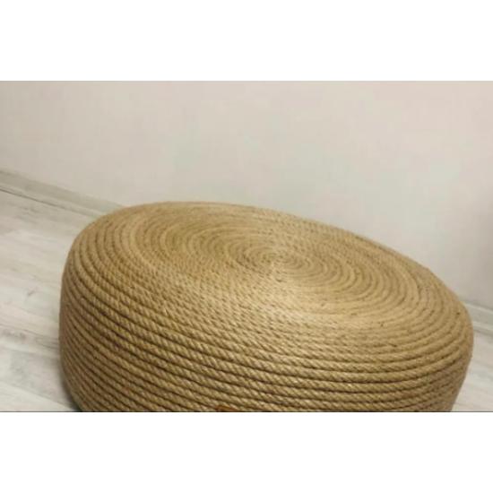 Large Size Plain Wrapped Wicker Leg Floor Pouf Center Table