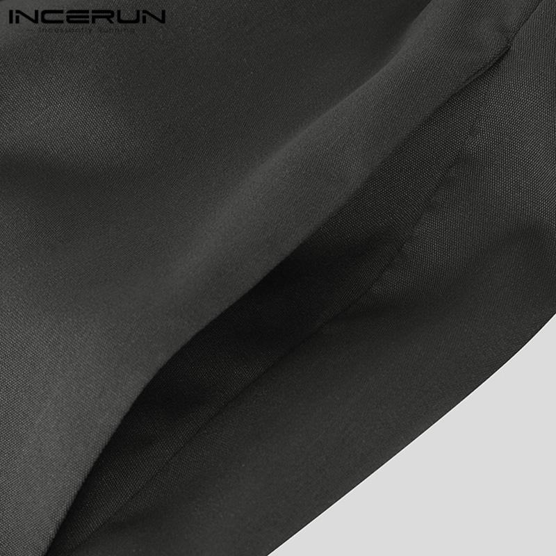 INCERUN Men Elastic Waist Irregular Layers Casual Loose Wide Leg Ankle Pants