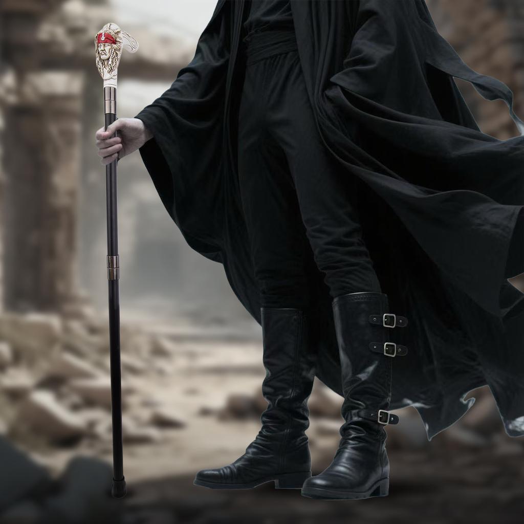 Red Resin Feather Skull Head Walking Cane Fashion Decorative Steel Stick Gentleman Elegant Cosplay Cane Knob Crosier 98cm