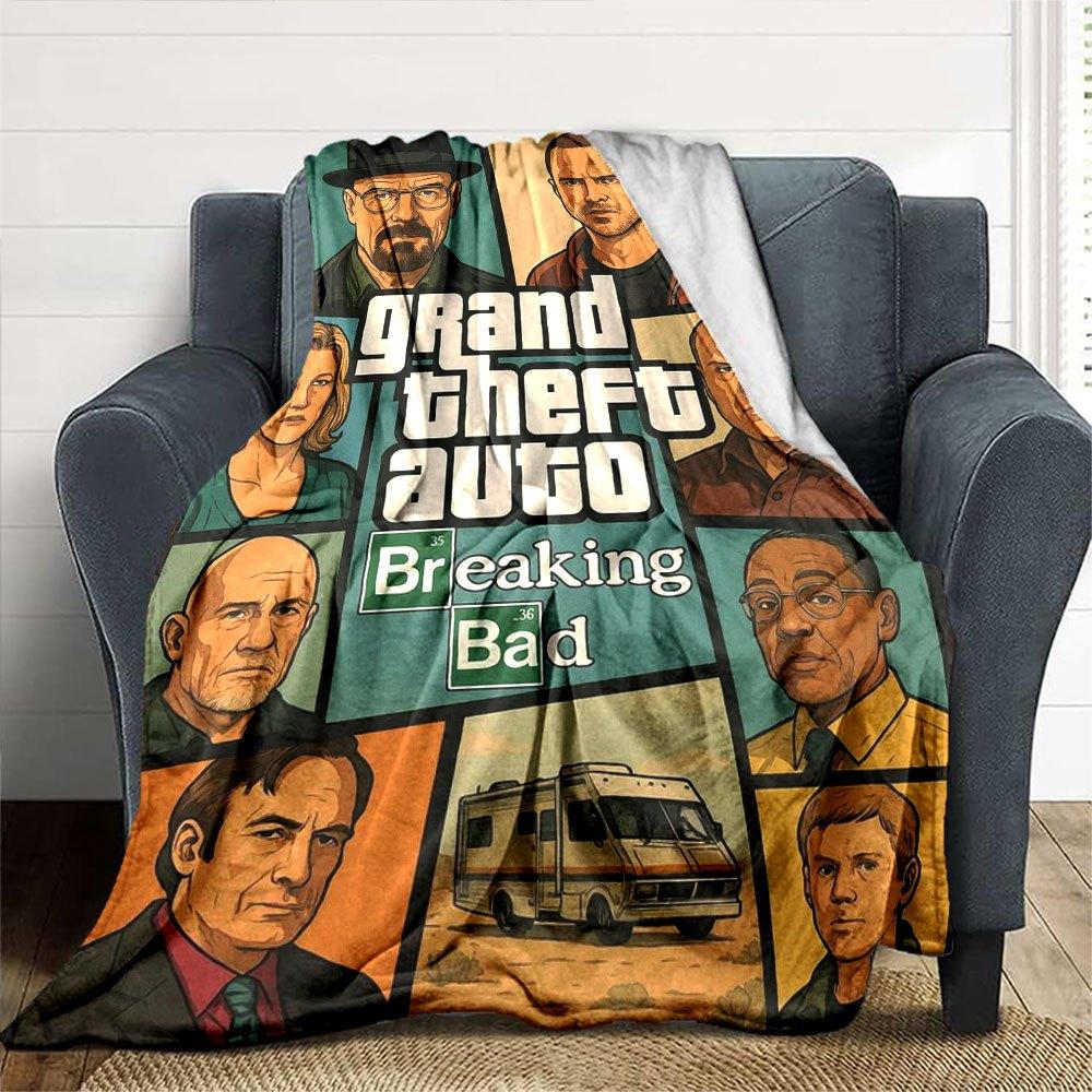 1pc Grand Theft Auto Soft Flannel Blanket with Designer Print A cozy blanket for all seasons, perfect for the couch, bed, office