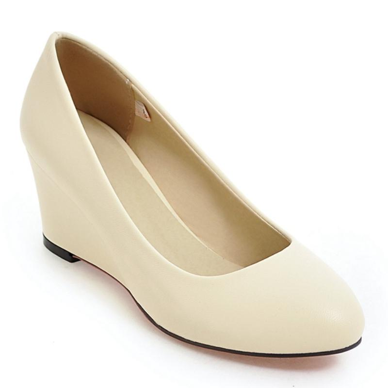 

Классические женские туфли на танкетке, модные розовые, черные, белые, синие танкетки, праздничные, свадебные, офисные туфли, женские туфли-лодочки, весна 2025 43 бежевый