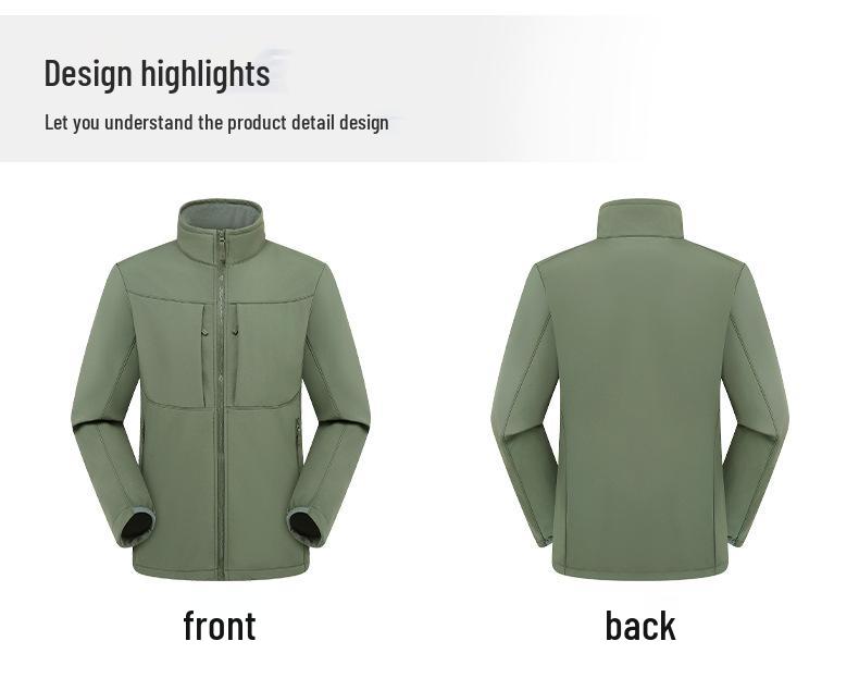 Unisex Waterproof Windproof Softshell Jacket with Stand-Up Collar for Outdoor Activities