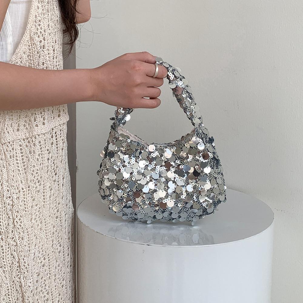 Silver Sequin Bag Cloth Blingbling Handbag Portable Girls