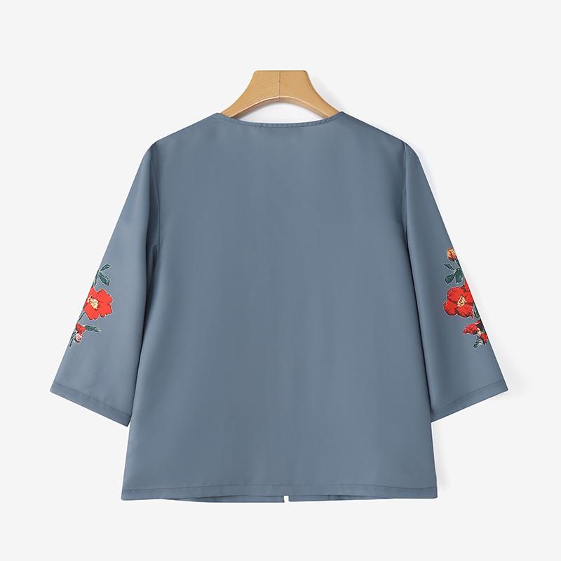 ZANZEA Women Floral Print Casual 3/4 Sleeve Loose Cardigan Blouse