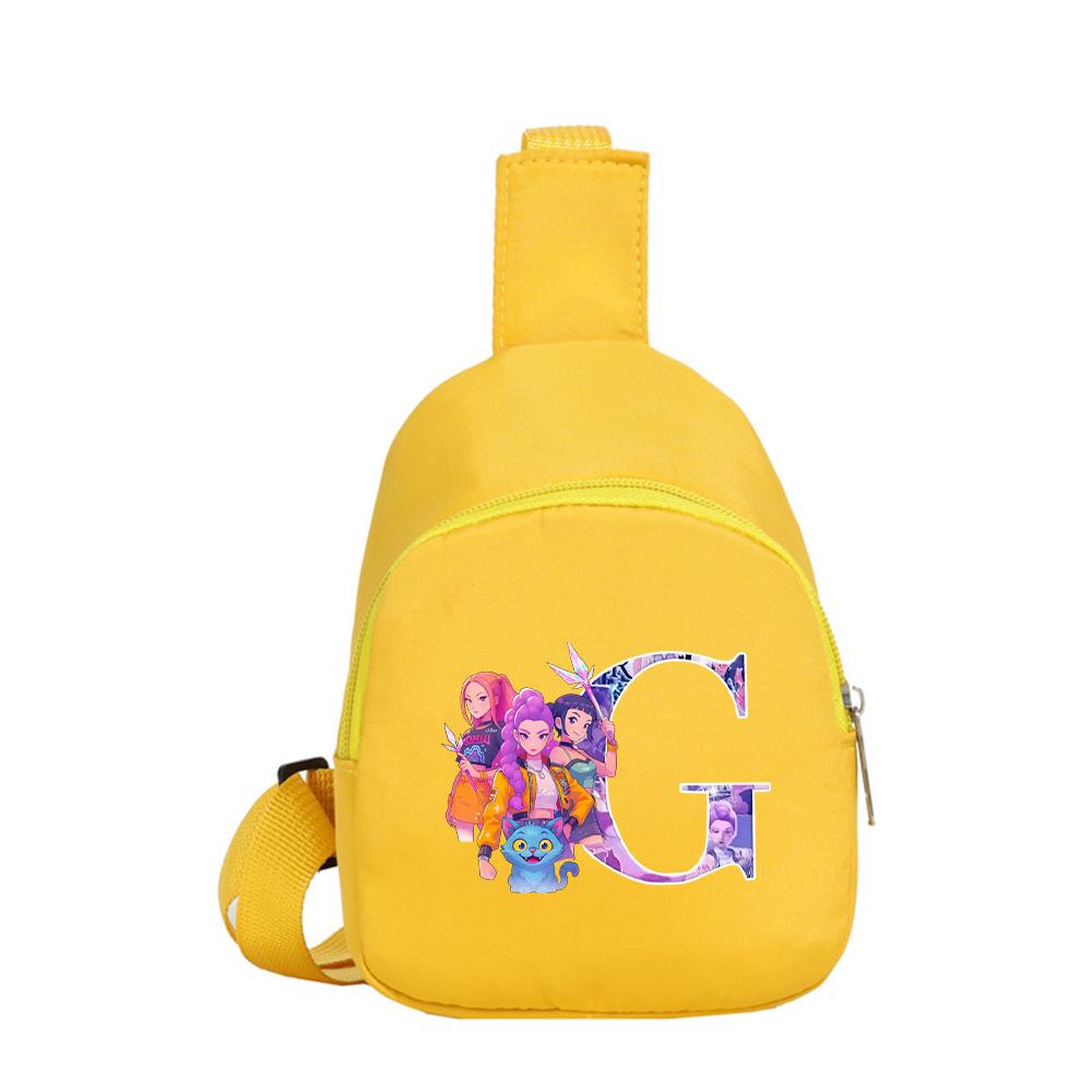 Anime Cartoon 26 English Letter K-Pop Demon Hunters Printed Chest Pack for Boy Girl Shoulder Bag Student Portable Crossbody Pouch Kid Christmas Gift