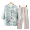 Elegant Summer Mid-Sleeve Cardigan for Elderly Women - New Chinese Style