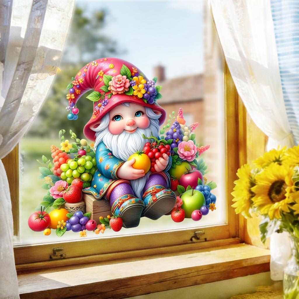 Frucht Zwerg Thema Fensteraufkleber für Küche, Esszimmer, Balkon, Schlafzimmer, Fenster