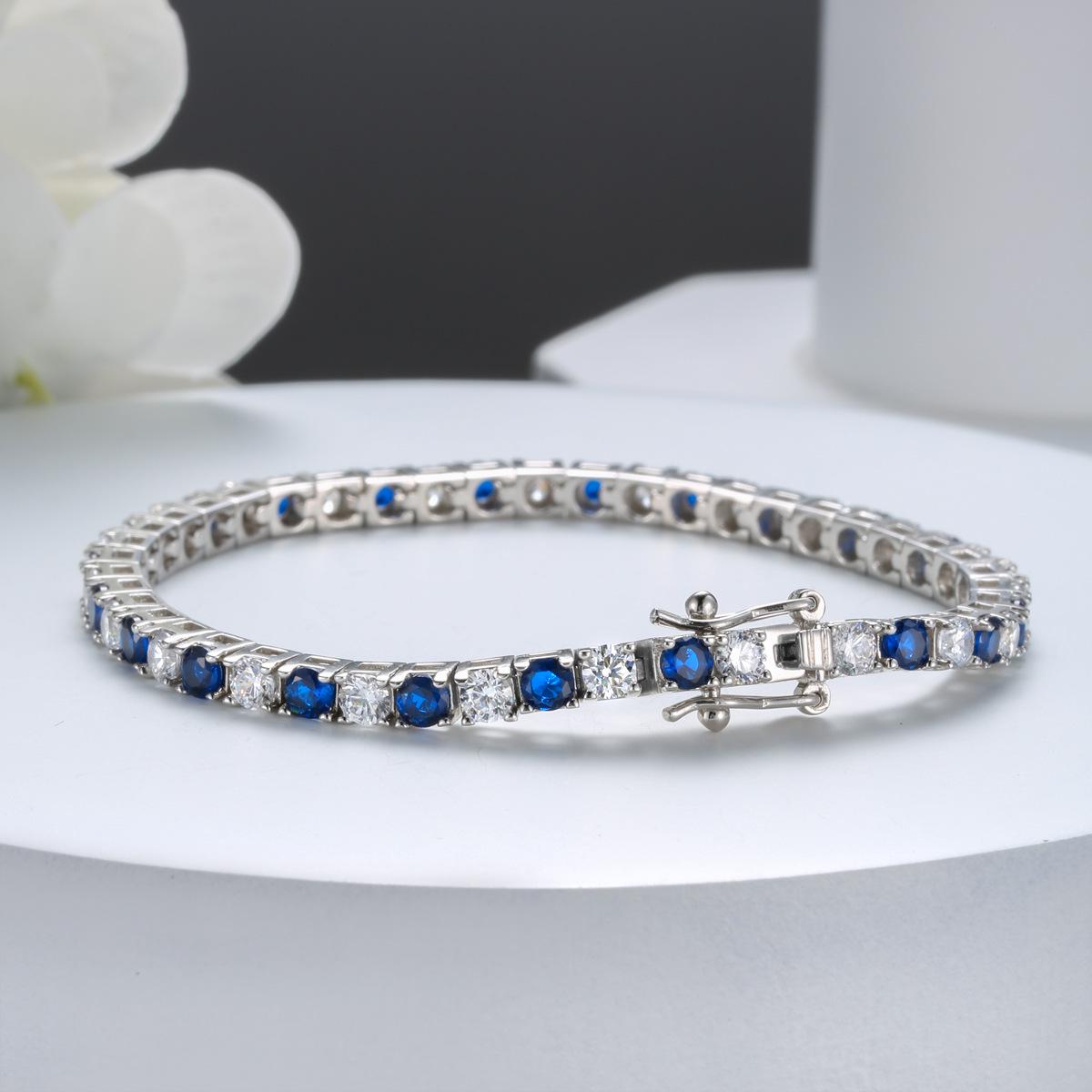 

Унисекс Браслет S925 из стерлингового серебра розового цвета с радужным цирконом 15CM