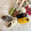Thick-bottomed Versatile Baotou Half-towed Fluffy Slippers for Women's 2025 Autumn and Winter New Velvet Non-slip Warm and Comfortable Cotton Slippers