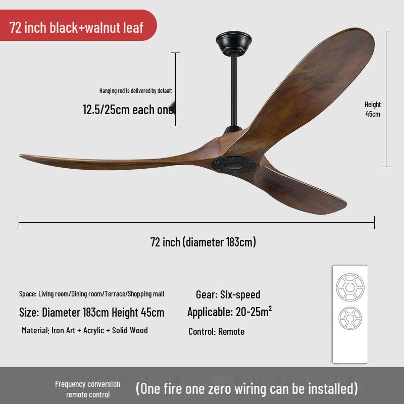 Nordic Silent Ceiling Fan Light with Wood Grain for Coffee Shop or Restaurant Decor