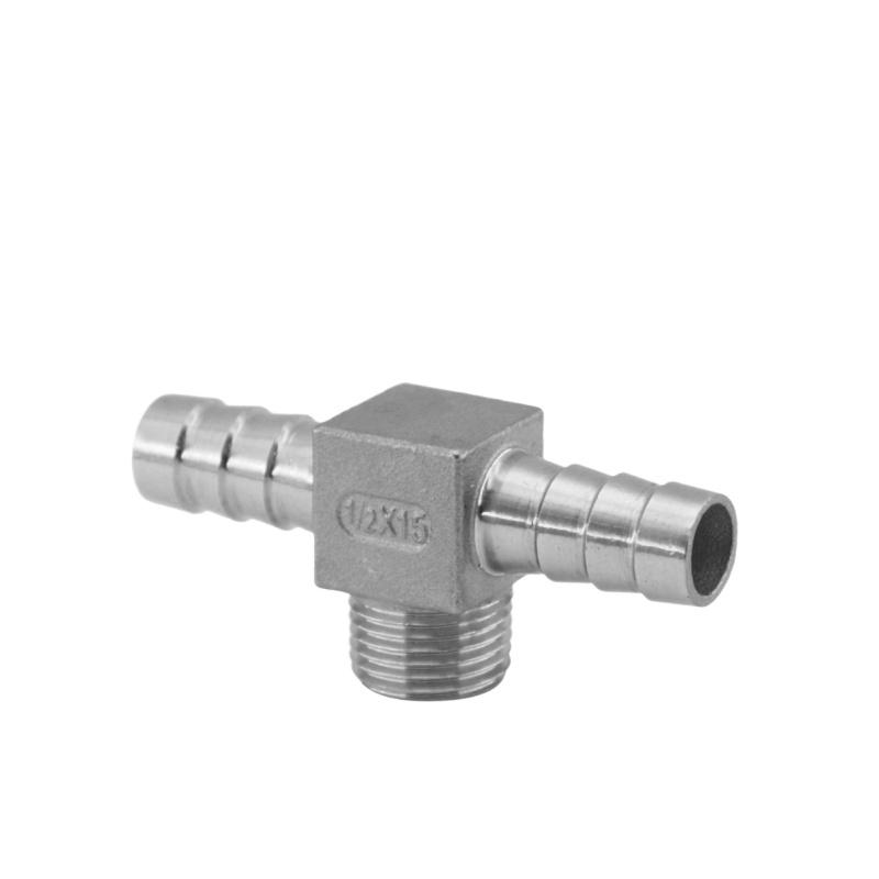 1/4" 3/8" 1/2" BSPT Male X 8 10 12 15 19 20 Mm Hose Barb Tee 3 Ways 304 Stainless Steel Pipe Fitting Connectore Splitter