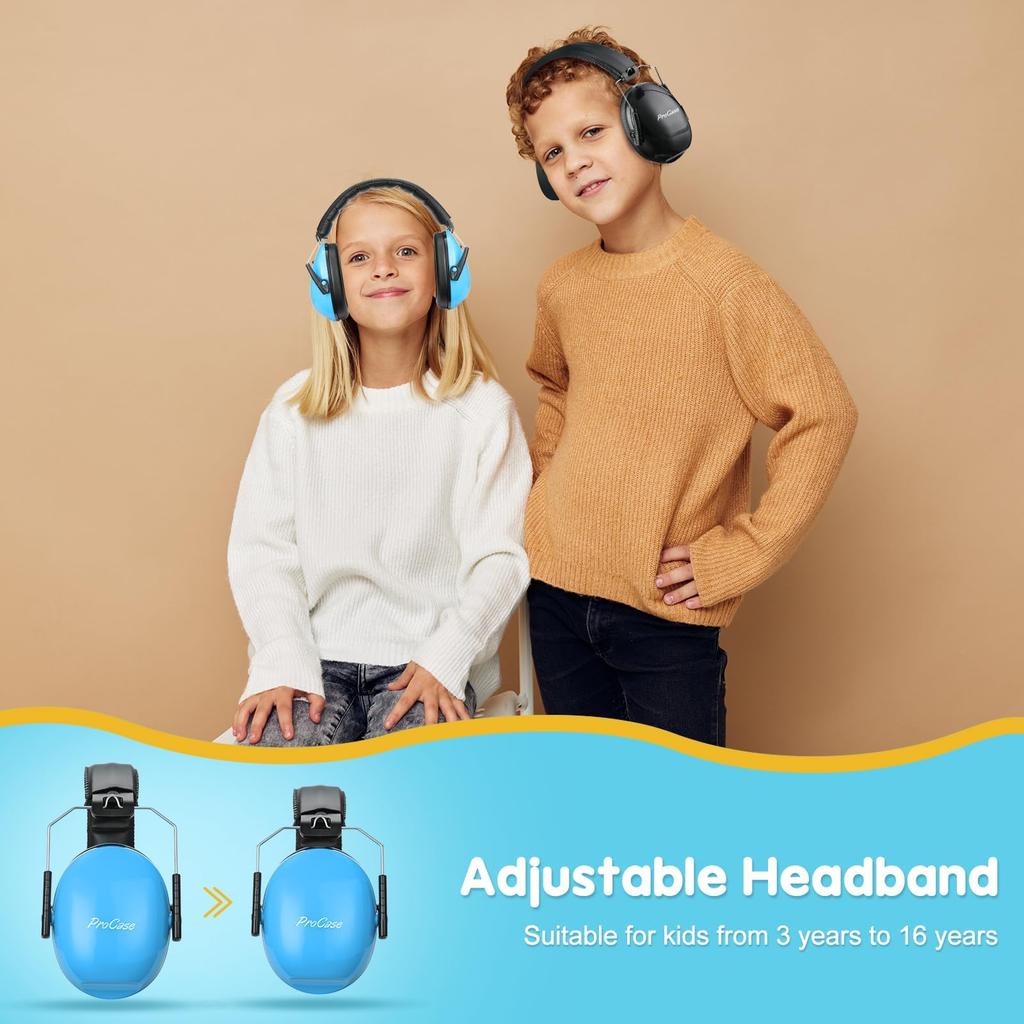 ProCase Safety Earmuffs for Kids and Hearing Protection Headphones with Adjustable Noise NRR 21dB Blue Noise-Blocking Adults, Sound-Isolating,