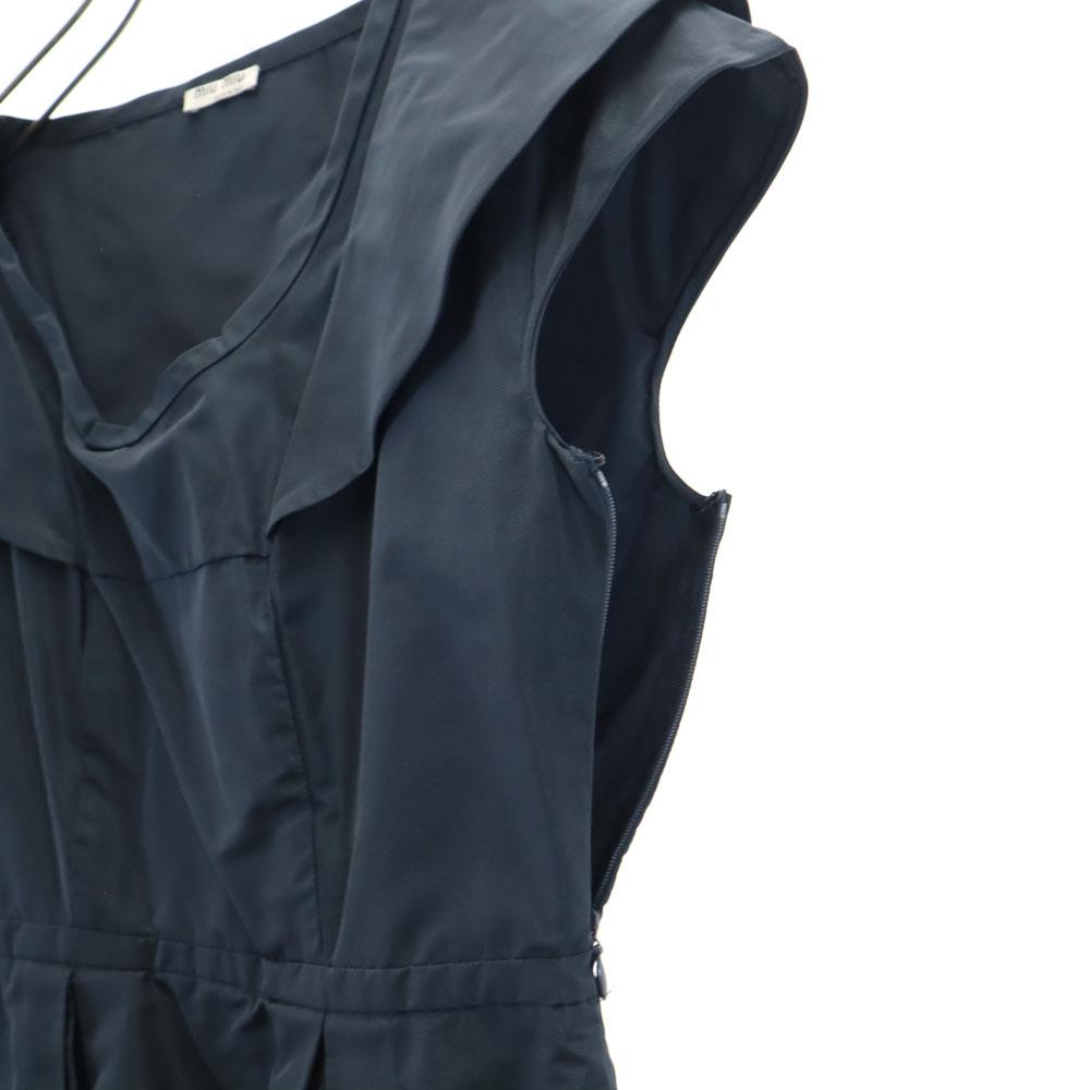 MIUMIU Hergestellt in Italien Ärmelloses Minikleid 40 Marineblau Französische Ärmel Damen Gebraucht