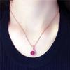 Exquisite Colored Gold Premium Full Diamond Red Pomegranate Pendant Korean Version Rose Gold Plated Pure Russian Purple Gold Versatile Necklace