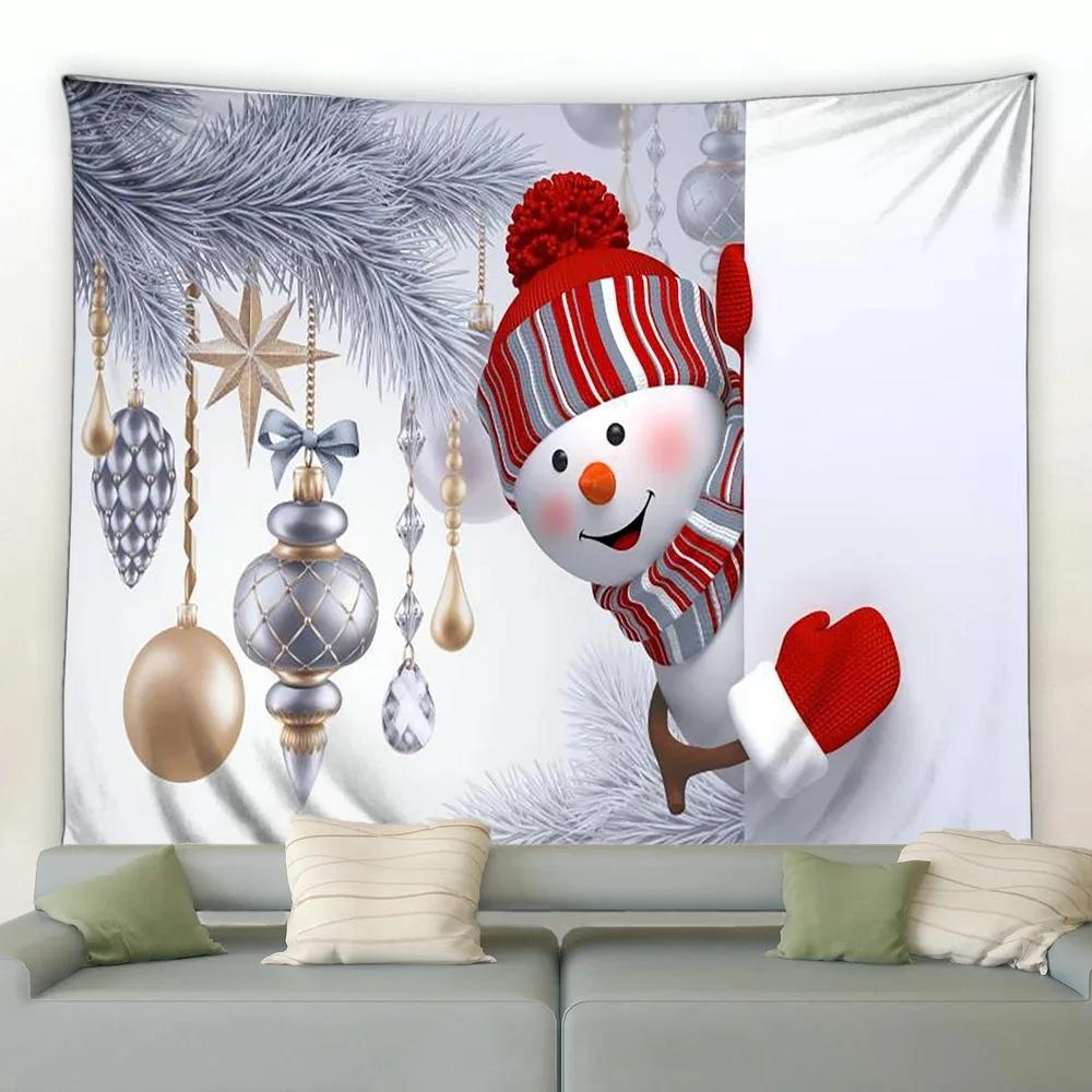 Christmas Cartoon Naughty Snowman Tapestry Living Room Sofa Home Decoration Christmas Gift