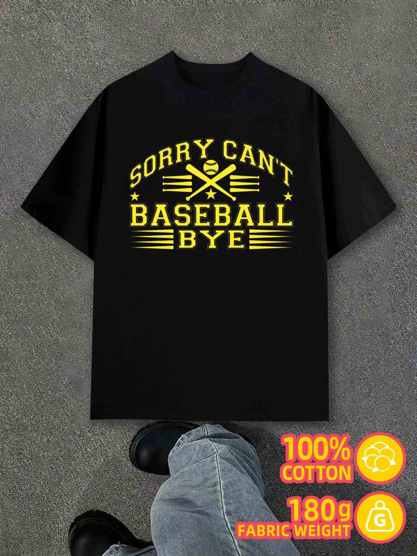 

Men s T-Shirt Y2K Sorry Can Baseball Black Regular Fit L
