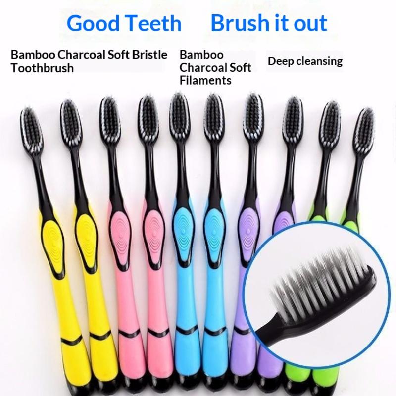 5/10Pcs Durable Small Round Head Soft Hair Toothbrush Individually Packaged For Adults Color Random