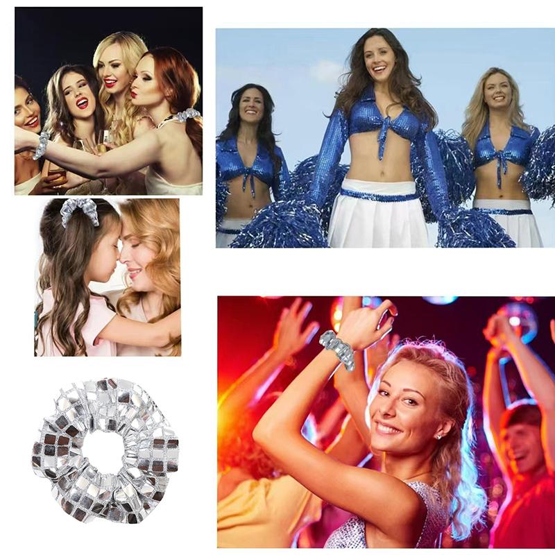 Pailletten Große Scrunchies Haarband Für Frauen Glitzerkugel Party Pferdeschwanzhalter Haargummis Mädchen Accessoires