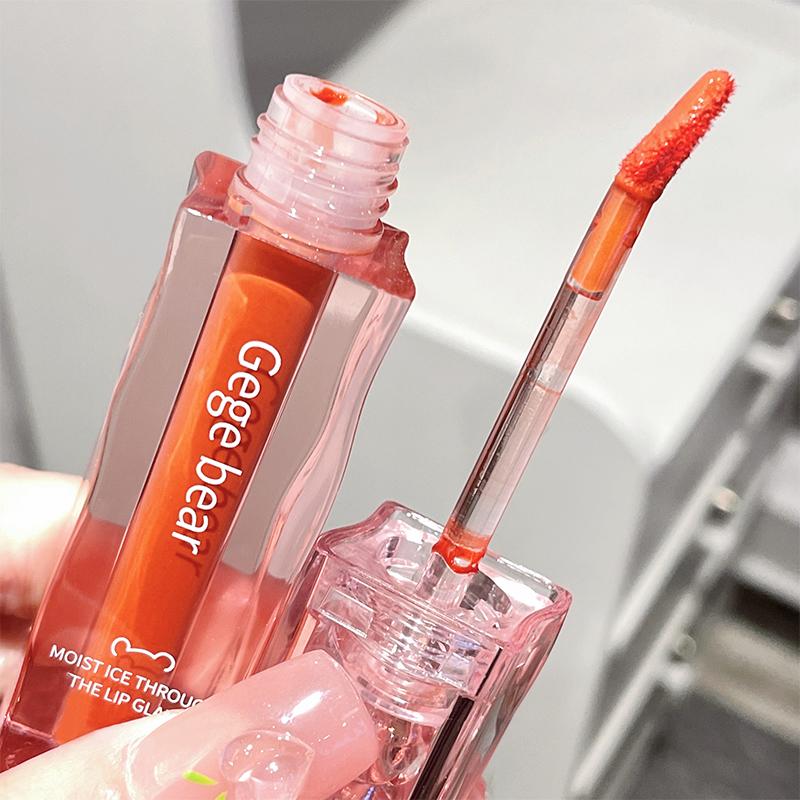 GEGE BEAR Spiegel Lip Gloss Feuchtigkeitsspendende Glas Lippenstift Lang anhaltende Farbe Lippen