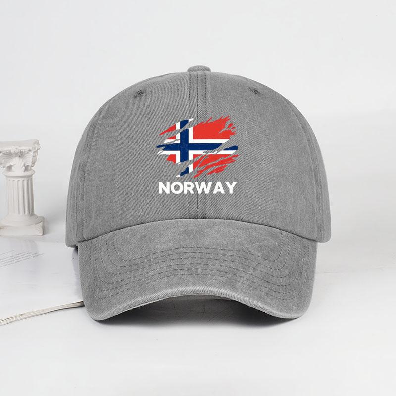 

Mlfo “Norway” Flag Print Washed Baseball Cap Adjustable Size Trendy & Fashionable Unisex Casual Wear For Fishing & Camping