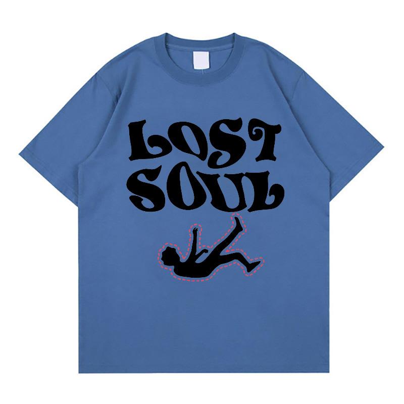 Unisexs Tshirt Lost Soul Retro Print Summer Shortsleeved Cotton Korean Fashion Streetwear Aesthetics Harajuku Clothing Tshirt