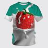 Summer Round Neck Delicious Fruit Strawberry Pattern 3D Print Top Fashionable Casual Short Sleeved Men's and  Women's Unisex T-shirts