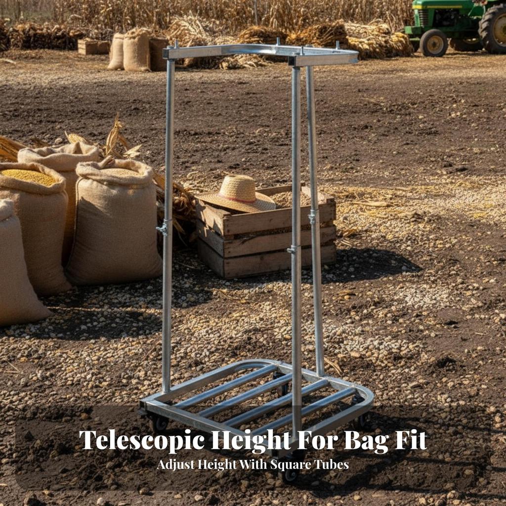 Sack Holder Frame Metal Grain Bagging Stand Adjustable Bag Long-Lasting