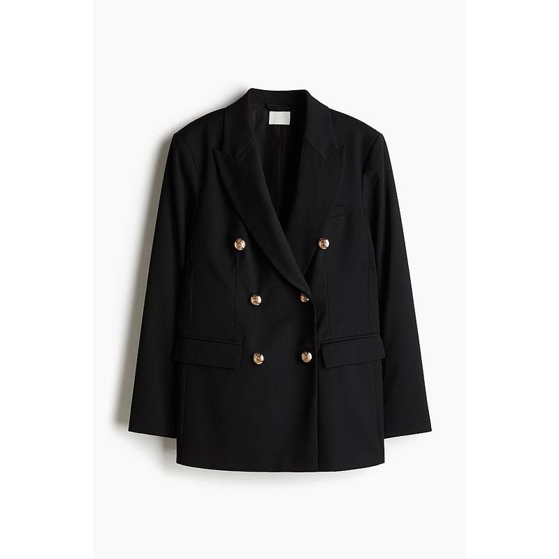 

Женский костюм HM 2025 Лето Новый Женский Двубортный Повседневный Костюм Верхняя Одежда Топ 1263207 Black 170/116(XL)