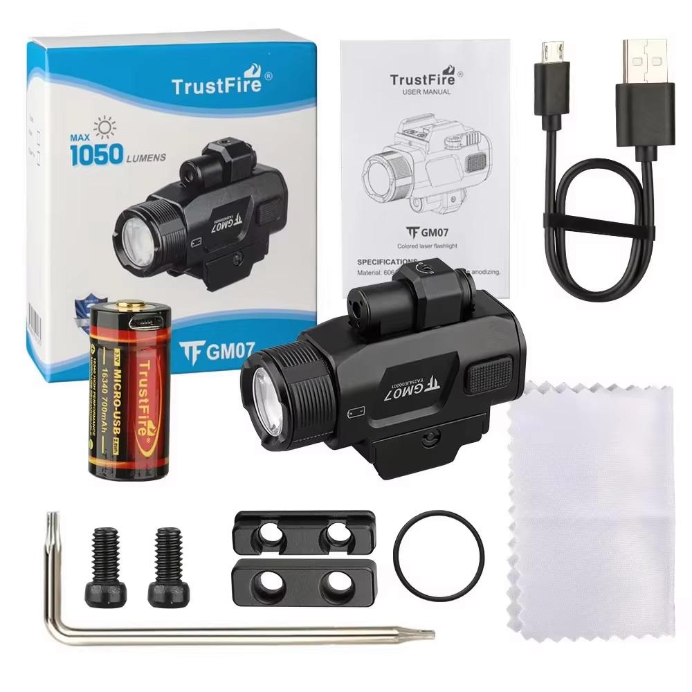 Trustfire Pistol LED Flashlight 1050Lumen 2 In 1 Quick Release Rechargeable Tactical Torch for Glock Outdoor Hunting Camping