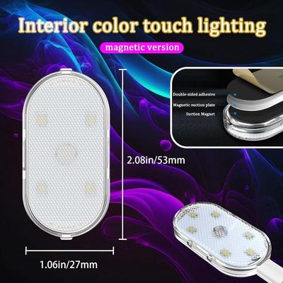 Car LED Lights for Car Interior Magnetic USB Wireless Lights with Bright Lamp Beads Portable Touch Rechargeable