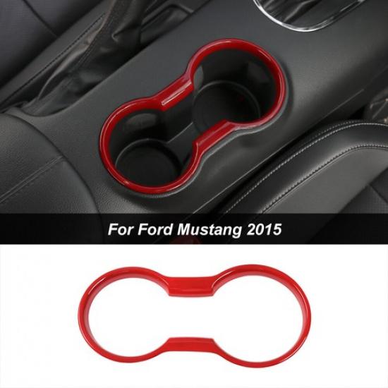 Red Water Bottle Holder Gear Shift Panel Cover Trim Kit for Ford Mustang 2015-23