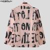 INCERUN Oversized Men Lapel Neck Long Sleeve Print Casual Loose Thin Blazer Coats