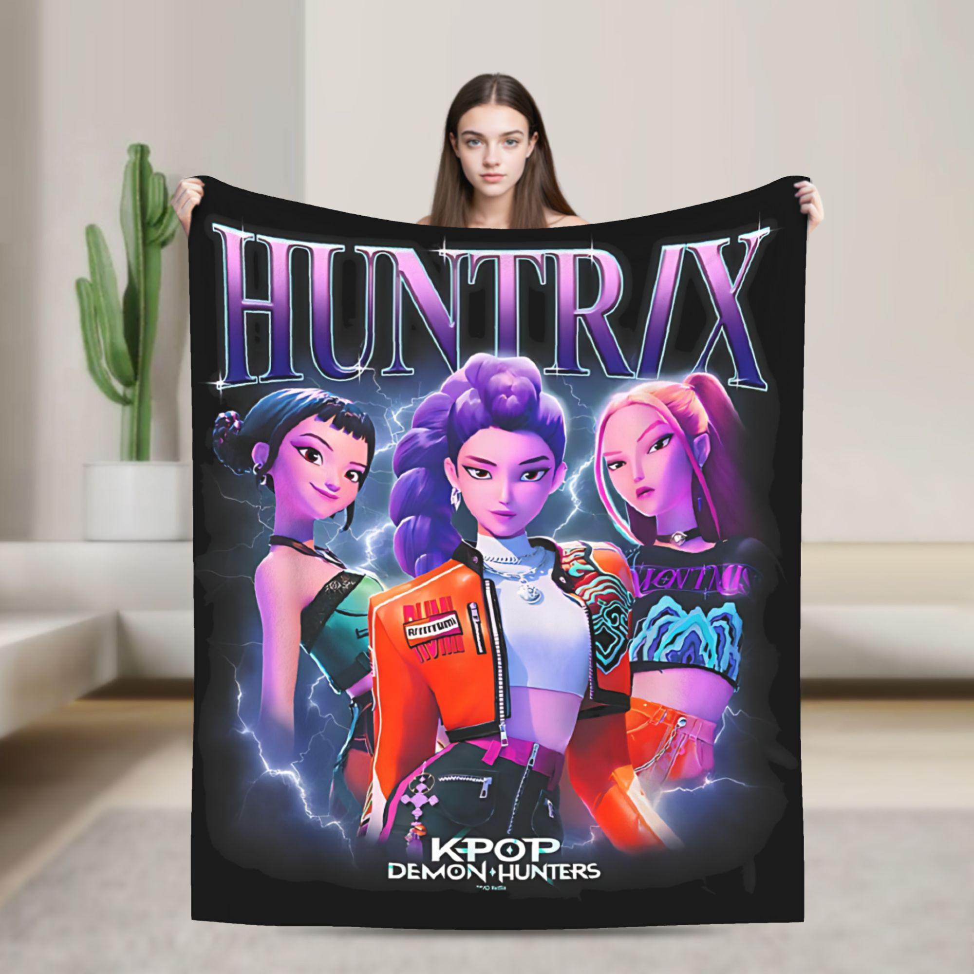 

Kpop Мисливці на Демонів Huntrix Ковдра Фланелева Смішна Дихаюча Плед для Домашнього Текстильного Декору 125x100cm 50x40in