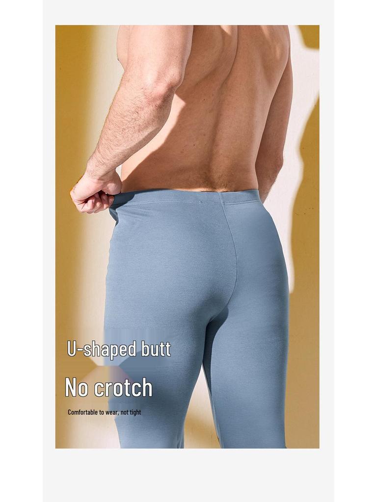 Izmene lungi subțiri din flanel antibacteriană din bumbac 100% pentru bărbați, culoare uni (Toamnă/Iarnă 2025)