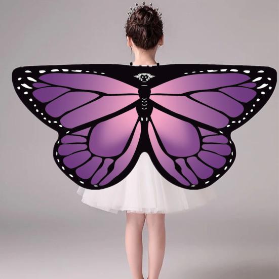 Halloween Cape Realistic Looking Vibrant Color Breathable Ultra-Light Easy-wearing Dress Up Chiffon Halloween Butterfly Wings Toddler Cosplay Costume