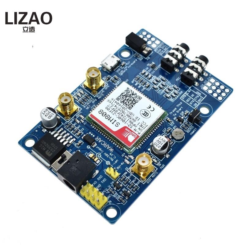 LIZAO SIM808 Module GSM GPRS GPS Development Board IPX SMA with GPS Antenna Support Raspberry Pi 2G 3G 4G SIM Card Module